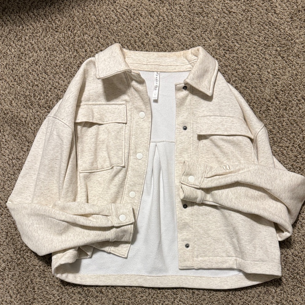 Fabletics Cream Button-Up Jacket- small